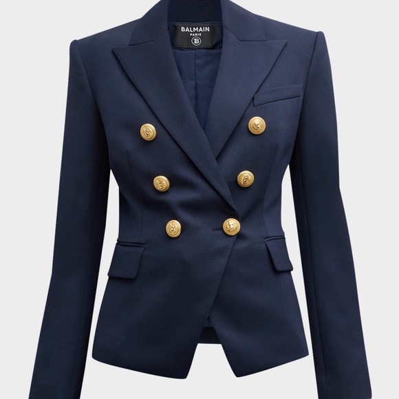 Balmain Midnight Blue Blazer with Gold Buttons
